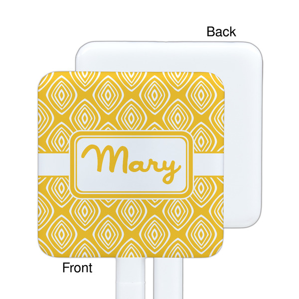 Tribal Diamond White Plastic Stir Stick - Single Sided - Square - Approval