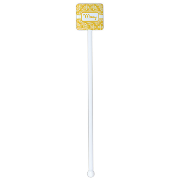 Tribal Diamond White Plastic Stir Stick - Single Sided - Square - Single Stick