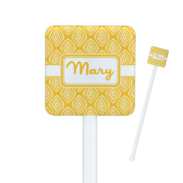 Custom Tribal Diamond Square Plastic Stir Sticks - Single Sided (Personalized)