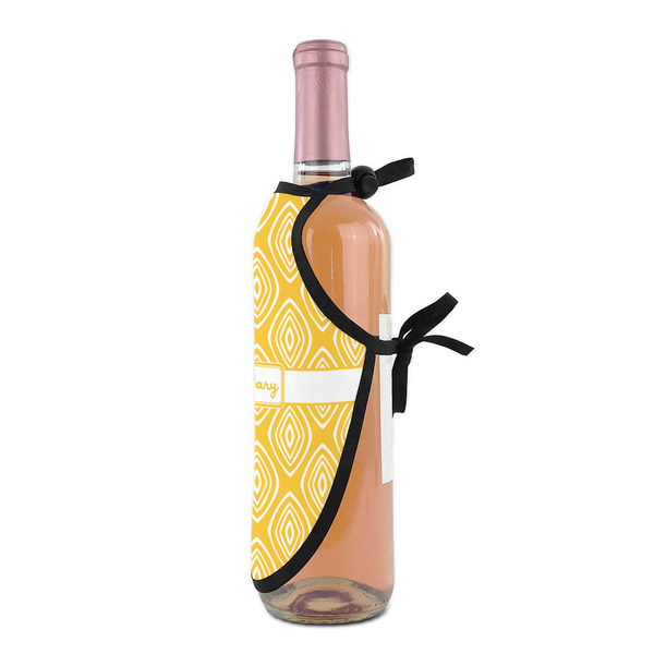 Tribal Diamond Wine Bottle Apron - DETAIL WITH CLIP ON NECK