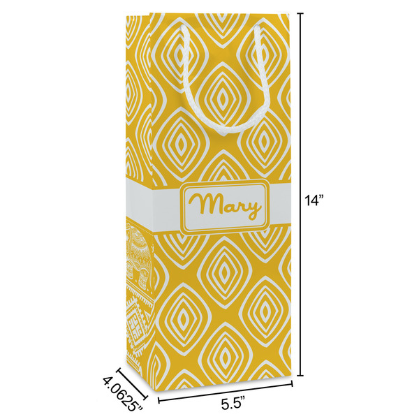 Tribal Diamond Wine Gift Bag - Dimensions