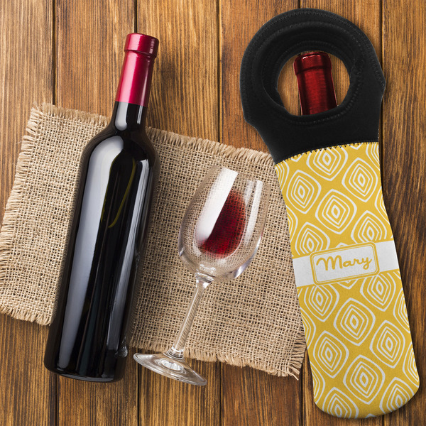 Tribal Diamond Wine Tote Bag - FLATLAY