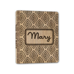 Tribal Diamond Wood 3-Ring Binder - 1" Half-Letter Size (Personalized)