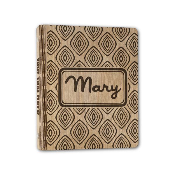 Custom Tribal Diamond Wood 3-Ring Binder - 1" Half-Letter Size (Personalized)