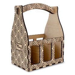 Tribal Diamond Wooden Beer Bottle Caddy (Personalized)