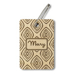 Tribal Diamond Wood Luggage Tag - Rectangle (Personalized)