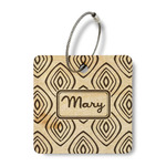 Tribal Diamond Wood Luggage Tag - Square (Personalized)