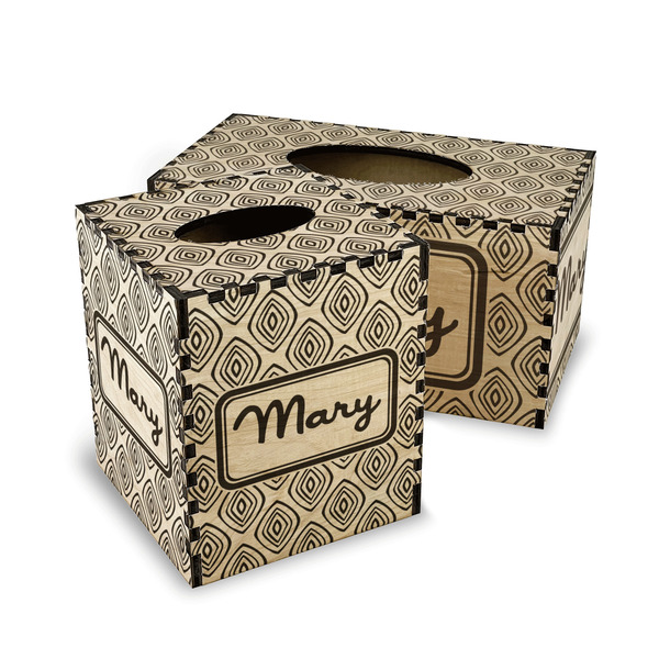 Tribal Diamond Wood Tissue Box Covers - Parent/Main