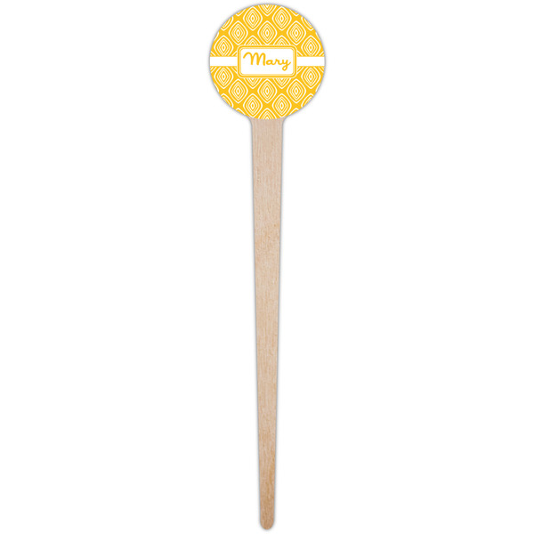 Tribal Diamond Wooden 4" Food Pick - Round - Single Pick