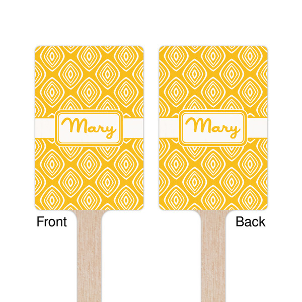 Tribal Diamond Wooden 6.25" Stir Stick - Rectangular - Double Sided - Front & Back