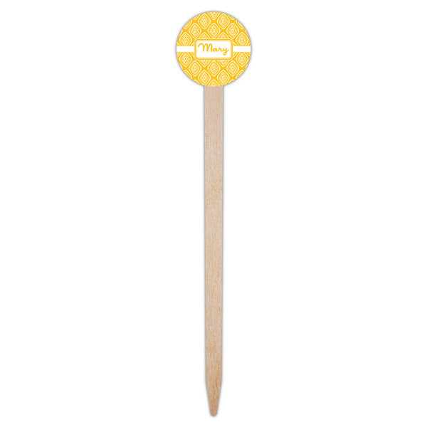 Tribal Diamond Wooden 6" Food Pick - Round - Single Pick