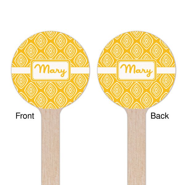 Tribal Diamond Wooden 6" Stir Stick - Round - Double Sided - Front & Back