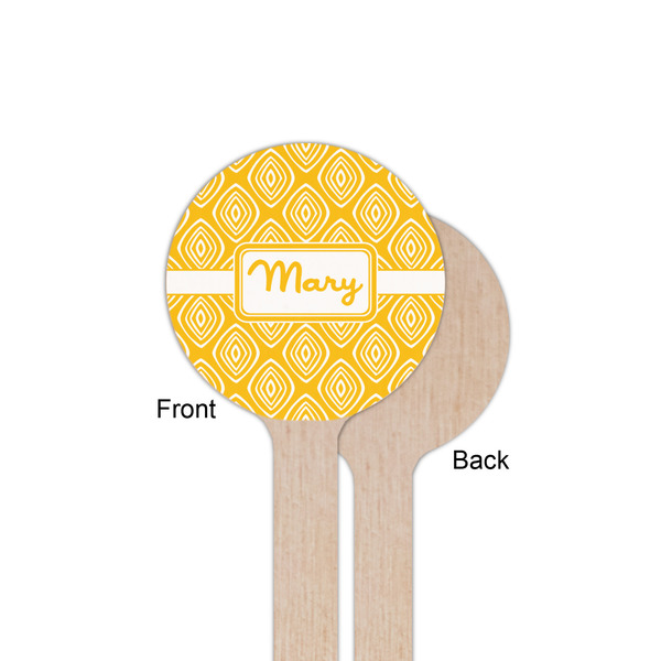 Tribal Diamond Wooden 6" Stir Stick - Round - Single Sided - Front & Back