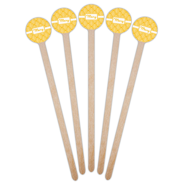 Tribal Diamond Wooden 7.5" Stir Stick - Round - Fan View