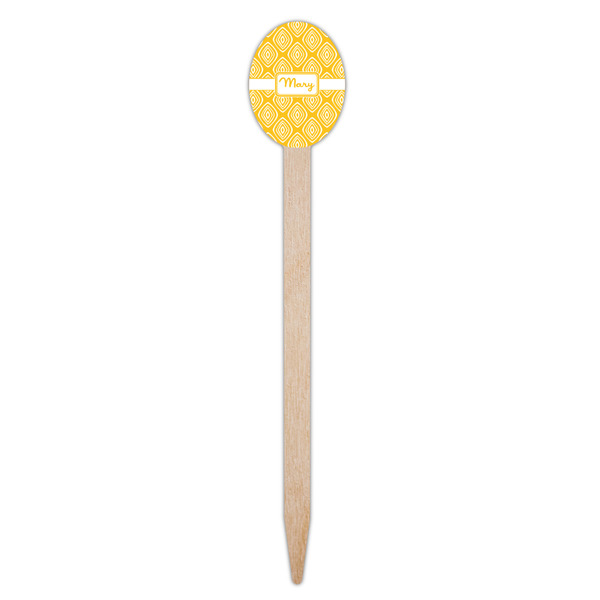 Tribal Diamond Wooden Food Pick - Oval - Single Pick
