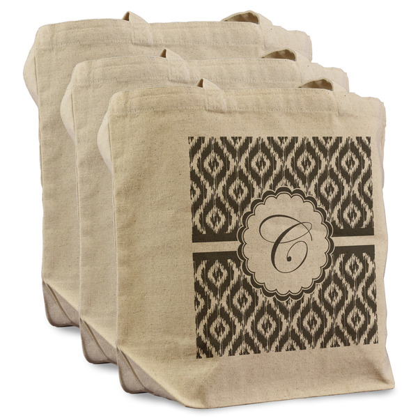 Ikat 3 Reusable Cotton Grocery Bags - Front View