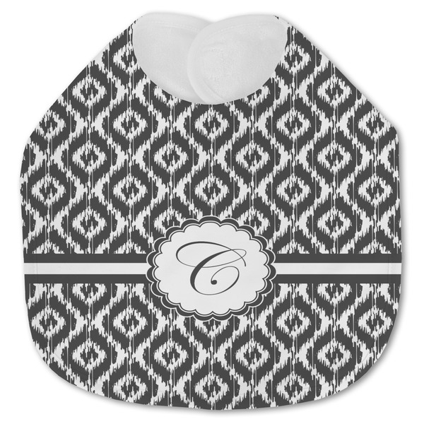 Custom Ikat Jersey Knit Baby Bib w/ Initial