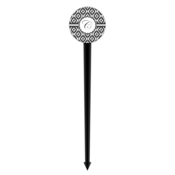 Ikat Black Plastic 4" Food Pick - Round - Single Pick