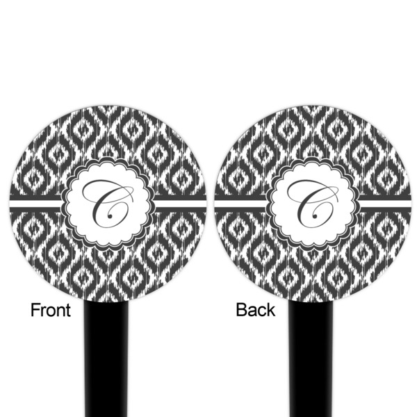Ikat Black Plastic 6" Food Pick - Round - Double Sided - Front & Back