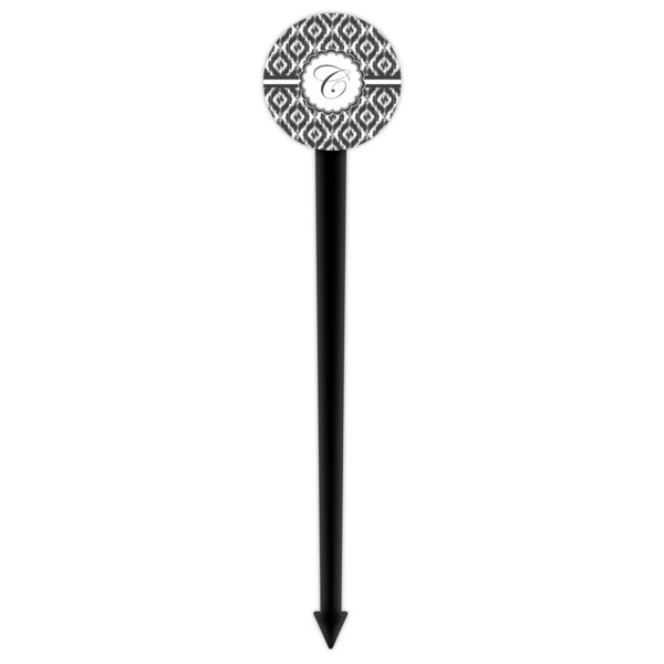 Ikat Black Plastic 6" Food Pick - Round - Single Pick