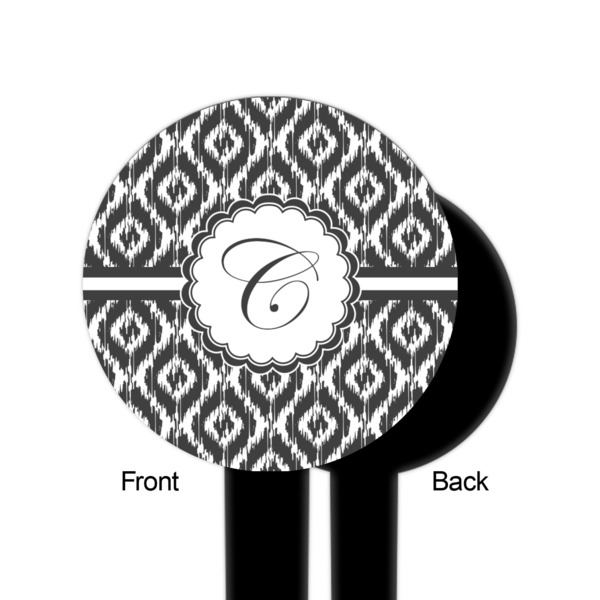 Ikat Black Plastic 6" Food Pick - Round - Single Sided - Front & Back