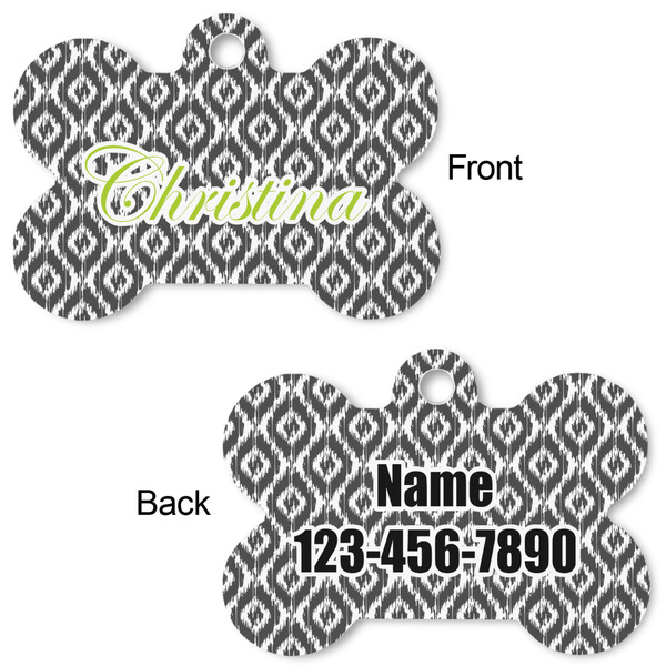 Ikat Bone Shaped Dog ID Tag - Large - Approval