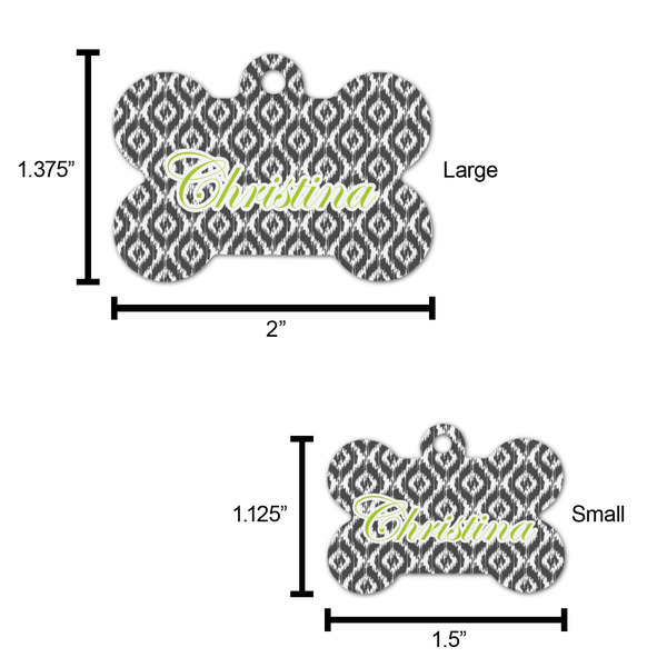 Ikat Bone Shaped Dog ID Tag - Large - Scale