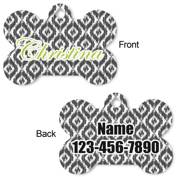 Ikat Bone Shaped Dog Tag - Front & Back