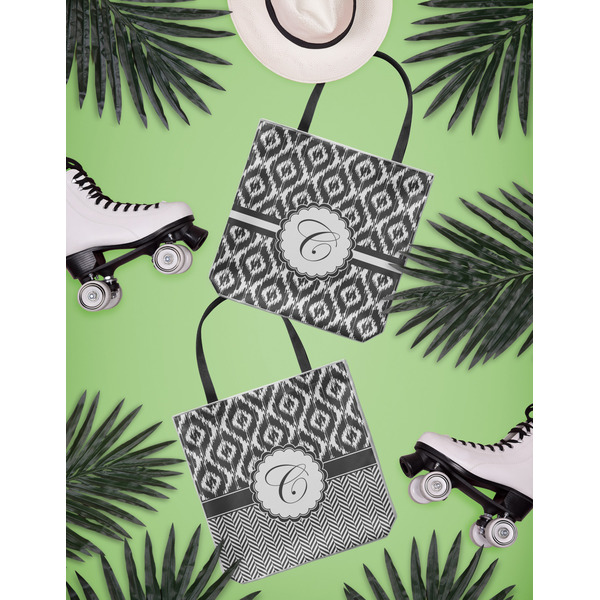 Ikat Canvas Tote Lifestyle Front and Back- 13x13