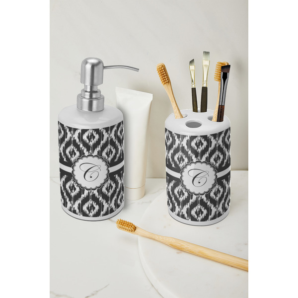Ikat Ceramic Bathroom Accessories - LIFESTYLE (toothbrush holder & soap dispenser)