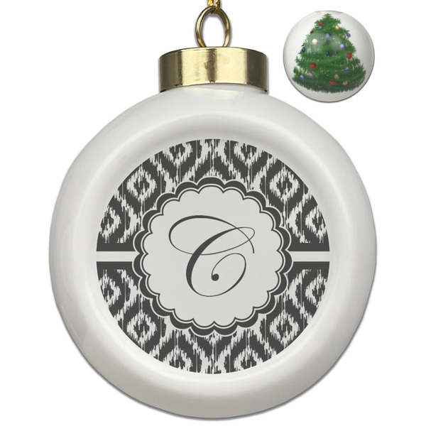 Custom Ikat Ceramic Ball Ornament - Christmas Tree (Personalized)