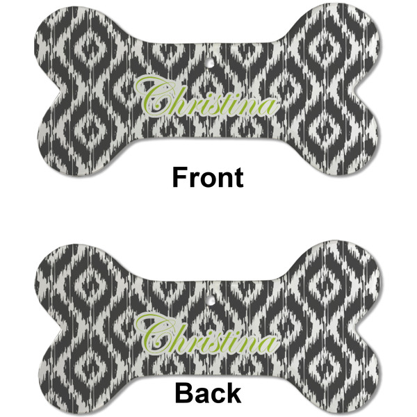Ikat Ceramic Flat Ornament - Bone Front & Back (APPROVAL)