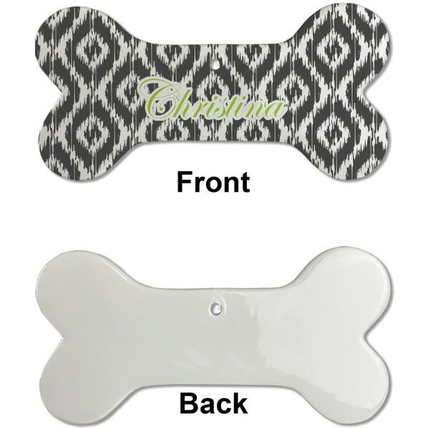 Ikat Ceramic Flat Ornament - Bone Front & Back Single Print (APPROVAL)