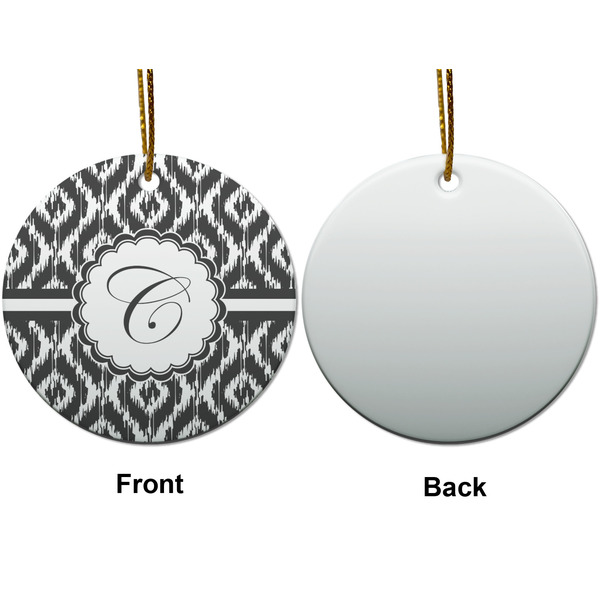 Ikat Ceramic Flat Ornament - Circle Front & Back (APPROVAL)