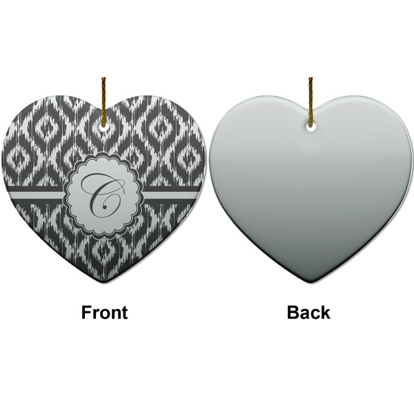 Ikat Ceramic Flat Ornament - Heart Front & Back (APPROVAL)