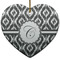 Ikat Heart Ceramic Ornament w/ Initial