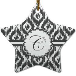Ikat Star Ceramic Ornament w/ Initial