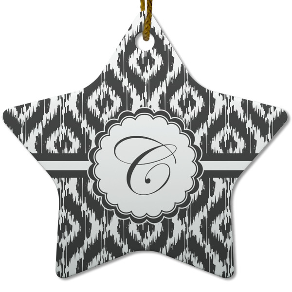 Custom Ikat Star Ceramic Ornament w/ Initial