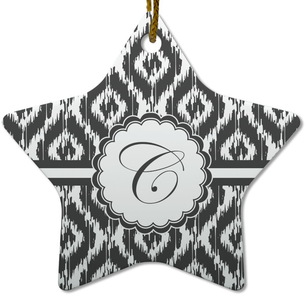 Ikat Ceramic Flat Ornament - Star (Front)