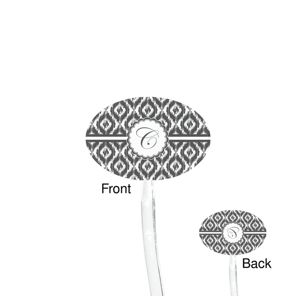 Ikat Clear Plastic 7" Stir Stick - Oval - Front & Back