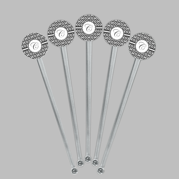 Ikat Clear Plastic 7" Stir Stick - Round - Fan View