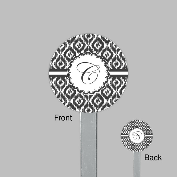 Ikat Clear Plastic 7" Stir Stick - Round - Front & Back