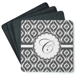 Ikat Square Rubber Backed Coasters - Set of 4 (Personalized)