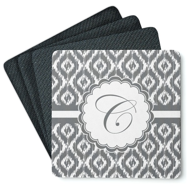 Custom Ikat Square Rubber Backed Coasters - Set of 4 (Personalized)