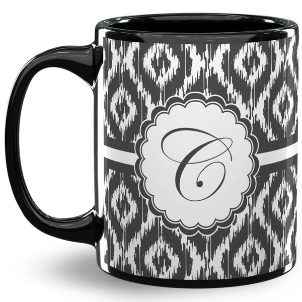 Custom Ikat 11 Oz Coffee Mug - Black (Personalized)