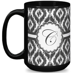 Ikat 15 Oz Coffee Mug - Black (Personalized)