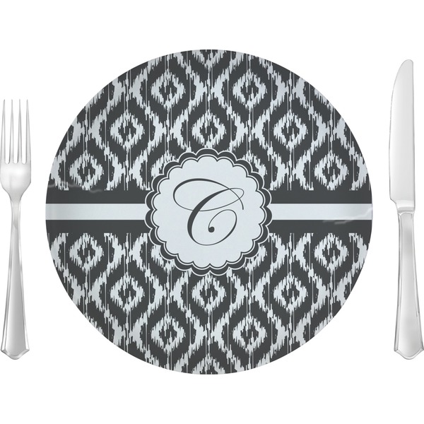 Custom Ikat 10" Glass Lunch / Dinner Plates - Single or Set (Personalized)
