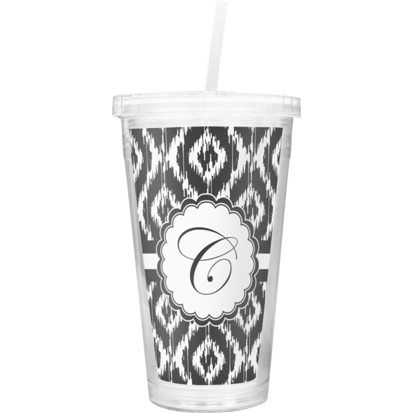 Custom Ikat Double Wall Tumbler with Straw (Personalized)