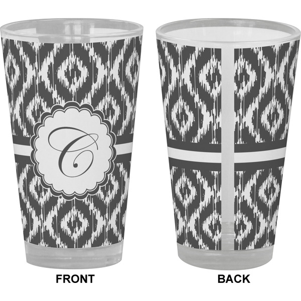 Ikat Pint Glass - Full Color - Front & Back Views