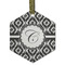 Ikat Frosted Glass Ornament - Hexagon